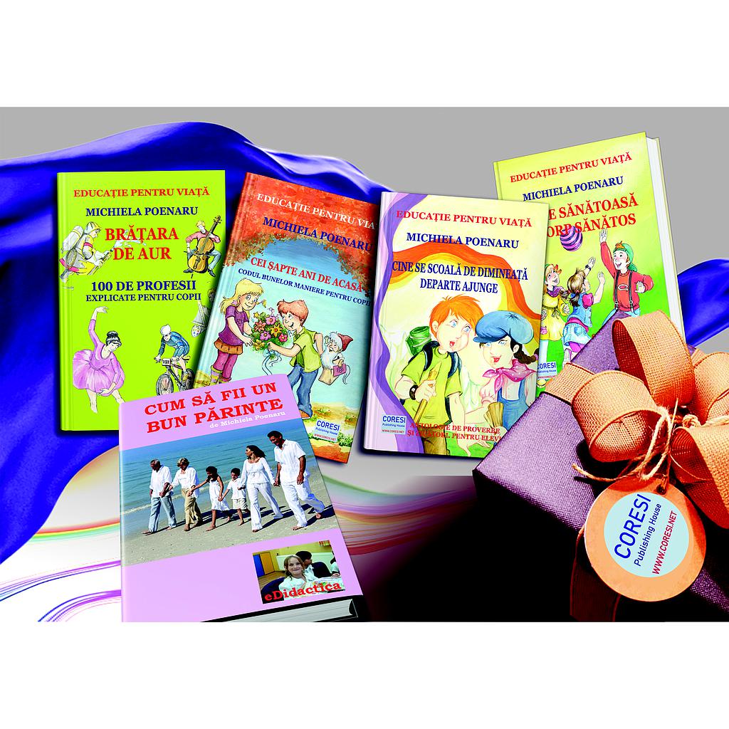 Educație pentru viață. 4 cărți fundamentale pentru copii + 1 carte cadou pentru părinți. Pachetul cu ilustrații alb-negru